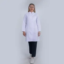 روپوش سفید زنانه مونوتیپ مدل یقه دیپلمات قد استاندارد(D122)