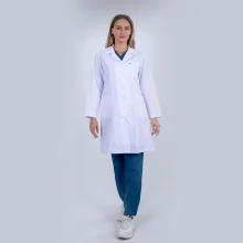 روپوش سفید زنانه مونوتیپ مدل یقه انگلیسی قد استاندارد (D124)